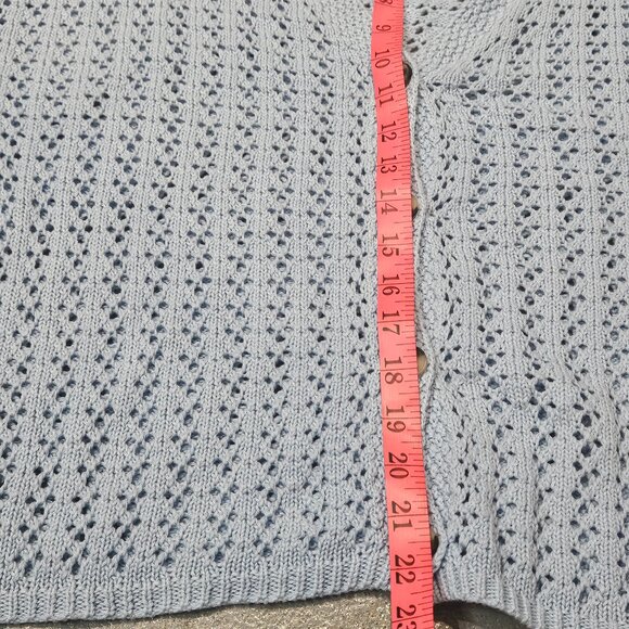 Blue Long Sleeve Crocheted Cardigan - Picture 6 of 8